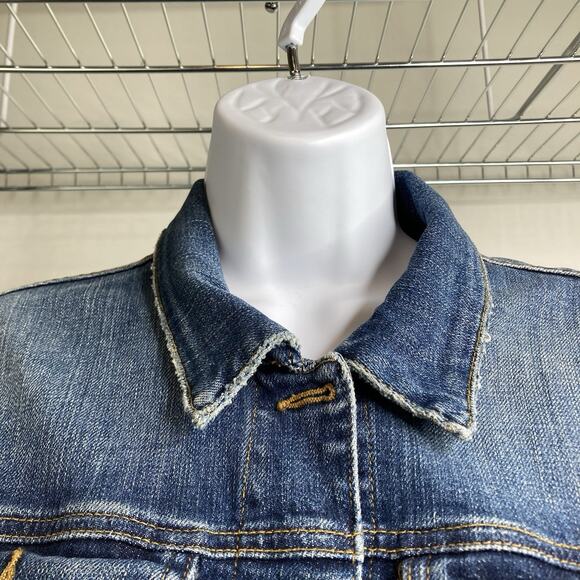 Joe's‎ Women's Blue Nyla Denim Trucker Jacket Size L Graffiti Graphic Streetwear - Picture 9 of 13
